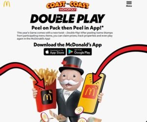 Monopoly Coast to Coast Game by McDonald’s